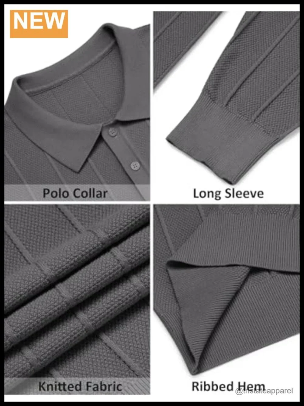 Long Sleeve Knit Polo Sweater Pullover Business Golf